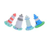 VICASKY 4pcs Miniature Resin Lighthouse Figurines Detailed Nautical Ocean Wave Sculptures for Coastal Home Decor Tabletop Display Beach Themed Party Props Mediterranean Style