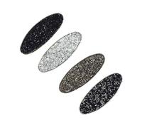VICASKY 4pcs Mixed Crystal Hair Clips for Oval Metal Snap Hairpins Black Blue White and Gray Vibrant Colors for Daily Wear and Special Occasions