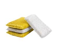 VICASKY 4Pcs Multi-Function Glitter Dish Scrub Sponges for Kitchen Cleaning Compact Wok and Utensil Scrub Pads Gold Silver Reusable Blocks for Efficient Washing