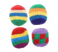 VICASKY 4pcs Multicolored Crochet Juggling Balls Soft Woolen Yarn Kick Sacks Easy to Grip Lightweight Toys for Indoor Play and Kindergarten Games Style