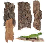 VICASKY 4pcs Natural Tree Bark Reptile Decor Set Medium Size 8-14cm for Terrarium and Aquarium, Realistic Climbing Platform and Hideout for Lizards, Geckos, Turtles, Pet Habitat