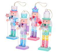 VICASKY 4pcs Nutcracker Hanging Ornaments Christmas Soldier Figurines for Tree and Home Decor Traditional Holiday Decoration Craft