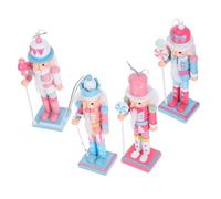 VICASKY 4pcs Nutcracker Ornament for Christmas Decorations Festive Nutcracker Statue Figurines Small Figures Christmas Table Decoration Wood