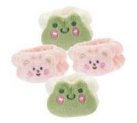 VICASKY 4pcs Plush Wrist Band for Spa Portable Band with Adorable Color Design Comfortable Wearing Experience Not Too Tight Face Washing Accessory for Girls and Women Random Style