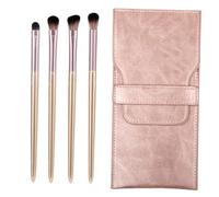 VICASKY 4pcs Portable Eyeshadow Brush Set with Makeup Bag Precision Eye Brushes for Beginners Professionals Soft Synthetic Bristles for Lines and Detail Work
