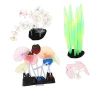 VICASKY 4pcs Realistic Glowing Coral Aquarium Decorations Plastic Durable Fish Tank Plants Nighttime Visual Appeal for Home Aquariums Water Gardens