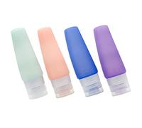 VICASKY 4Pcs Refillable Silicone Travel Bottles Set Flexible Empty Containers for Toiletries Makeup Packing Portable Lotion Bottles Light Pink Sky Blue and Leak and Compact Design for Easy