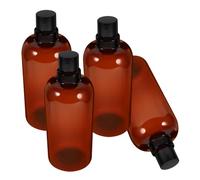 VICASKY 4pcs Refillable Travel Bottles Cylindrical Lotion Dispenser Containers with Leak Resistant Caps for Toiletries Shampoo Bathroom Use Easy Pour Design Brown Neck with Black Lid