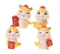 VICASKY 4pcs Resin Snake Figurines Set for Chinese Year Home Decor Cute Mini Snake Statues with Finish Compact Fortune Mascots for Living Office Desk Bookshelf Decoration