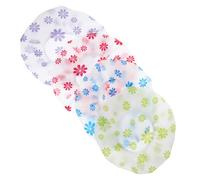 VICASKY 4pcs Reusable Bath Caps for Women Peva Dot Print Shower Hats for Long Curly Hair Lightweight Sauna and Bath Accessories in Blue Red Green Purple