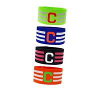 VICASKY 4Pcs Reusable Soccer Captain Armbands for Adults Sports Bands in Blue Green Orange Black Flexible Elastic Football Team Armbands for Basketball Baseball Hockey