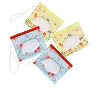 VICASKY 4pcs Reusable Travel Tissue Holder Clamshell Snap Strap Case Wet Wipe Pouch Space-Saving Design for Outdoor Use