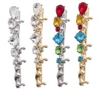 VICASKY 4pcs Rhinestone Bobby Pins Shiny Decorative Hair Clips for Women Colorful Metal Barrettes with Silver Gold Tones Elegant Wedding and Birthday Accessories