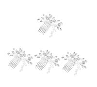 VICASKY 4pcs Rhinestone Bridal Hair Comb with Pearl Glass Crystals Elegant Wedding Headpiece for Women and Metal Bridesmaid Hair Accessory for Banquets Proms and Special Occasions