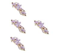 VICASKY 4pcs Rhinestone Flower Hair Clip with Sturdy Spring for Thick Hair Elegant Bridal Barrette for Women Dazzling Ponytail Decorative Accessory in Purple