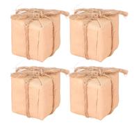 VICASKY 4pcs Scale Birthday Miniature Accessories Kraft Paper Wrapped Boxes for Festival Decor and DIY Miniature Ornaments