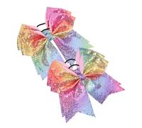 VICASKY 4pcs Sequined Bow Hairband for Girls Cheerleader Cheer Hair Bows Hair Band Glitter Ribbon for Cheerleading Holiday