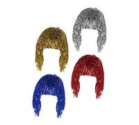 VICASKY 4Pcs Shiny Foil Tinsel Wigs Unisex Hair Wigs for Costume Parties Halloween and Cosplay Events Durable Easy to Wear