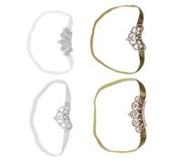 VICASKY 4pcs Shiny Pearl Crown Headbands for Party Hair Accessories with Creative Elegant Design Unique Headdress in Gold and Silver