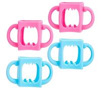 VICASKY 4pcs Silicone Baby Bottle Handles Pink Blue Sippy Cup Handle Set Sturdy Non-Slip Design for Comfortable to Hold Essential for Infants and Toddlers