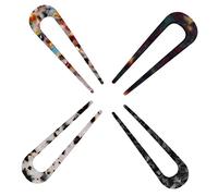 VICASKY 4pcs Simple Retro U-shaped Acetate Hairpins for Elegant Hairstyles Vintage Hair Accessories for Women for Bun Styles and Daily Use