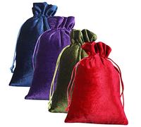 VICASKY 4Pcs Small Drawstring Bags Velvet Candy Pouches for Weddings Parties Showers and Christmas Green Red Lightweight Durable Packing