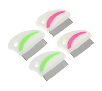 VICASKY 4pcs Stainless Steel Pet Flea Removal Comb with Ergonomic Handle for Cats and Dogs Portable Lightweight Grooming Tool for Efficient Dust and Flea Removal Includes Red and Green