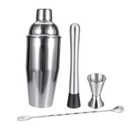 VICASKY 4pcs Stainless Steel Professional Cocktail Shaker Set Essential Mixologist Tools for Home Bar Includes Cobbler Shaker Jigger and Spouts for Drink Mixing