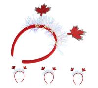 VICASKY 4pcs Thanksgiving Headband for Women Sparkling Maple Leaf Hairband Festive Tinsel Accessories for Canada Day Celebrations Comfortable Fit and Eye Catching Design