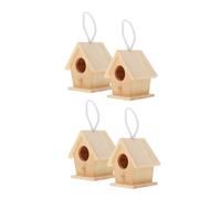 VICASKY 4pcs Unfinished Wood Bird Houses Hanging Ornament for Outdoor Garden Bird Nesting Boxes Diy Mini House Kits