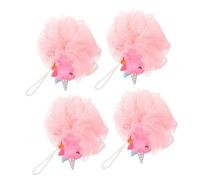 VICASKY 4pcs Unicorn Bath Loofah Soft Mesh Shower Sponge Body Scrubber for Gentle Exfoliating and Deep Cleaning Fun Animal Design Bath Accessories for Adults Pink