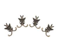VICASKY 4pcs Vintage Bunny-Shaped Double Claw Wall Hook Made of Zinc Alloy for Efficient Space Utilization, Multi-Functional Use Golden Finish, Decorative Wall Hook for Bathroom