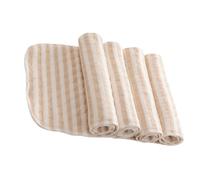 VICASKY 4pcs Washable Cloth Diaper Set for Babies Flat Fold Design Leak Protection Reusable Nighttime Booster Pad in Brown and White Stripes