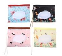 VICASKY 4pcs Wet Tissue Dispenser Reusable Pouch for Infants and Babies Lightweight Eva Material Lovely Appearance Can Be Worn on The Wrist Convenient to Use When Going
