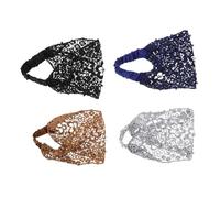 VICASKY 4pcs Wide Hollow Lace Headbands for Women with Faux Pearls Comfortable Beaded Hairbands for Everyday Wear Parties and Stylish Hair Accessories in Black Navy Coffee Silver Gray