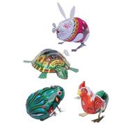 VICASKY 4pcs Wind-up Iron Animal Model Educational Clockwork Jumping Squirrel Rabbit Playthings for Boys