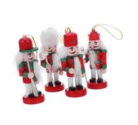 VICASKY 4pcs Wooden Nutcracker Prince Ornaments Small Hanging Figurines for Christmas Tree Tabletop Holiday Decor Wood Craft for Home Office Festive Celebrations