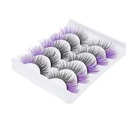 VICASKY 5 Pairs Colored Synthetic Fake Eyelashes Natural Volume Half Eye Lashes for Women Box