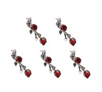 VICASKY 5 pcs Red Rose Alloy Spring Hairpin for Women Retro Headdress Hair Clip Lightweight Decorative Rose Hair Accessory for Parties Weddings Festivals Daily Use