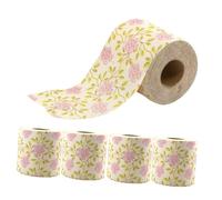 VICASKY 5 Rolls Rose Print Toilet Paper Bathroom Tissue with Floral Design Decorative Bamboo Pulp Bath Tissues for Wedding Bridal Shower Party and Restaurant Use