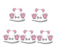 VICASKY 5 Sets Mouse Costume Set with Grey Ears Tail Bow Tie and Gloves Party Headdress for Halloween Cosplay Birthday Dress Up and Carnival