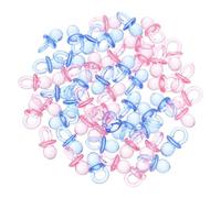 VICASKY 50pcs Acrylic Mini Pacifiers Shower Decorations Gender Neutral Blue Pink Table Scatter Favors for Baptism Full Month Parties Portable Shower Prizes for Winners
