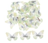 VICASKY 50pcs Double Layer Organza Butterfly Hair Clips Lightweight Chiffon Barrettes Decorative Hairpins for Women Wedding Party Accessories in Light Green