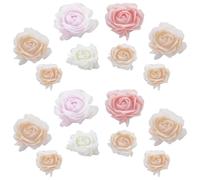 VICASKY 50pcs Dried Rose Flower Nail Art Charms for DIY Nail Decor Plastic Flatback 3d Flowers with Assorted Sizes and Colours Practical Decoration for Home Use