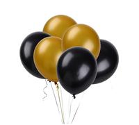 VICASKY 50pcs Round Latex Balloons Gold Black Decorative Balloons for Birthday Wedding and Party Supplies Matte Finish for Unforgettable Celebrations