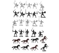 VICASKY 56Pcs Knights Medieval Soldiers Plastic Model Figurines with Horses and Cavalrymen Craft Playset for Boys Birthday Christmas