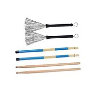 VICASKY 5a Maple Drumsticks and Professional Brush Set for Jazz Music Lovers Lightweight Drum Accessories with Portable Storage Bag Black Blue