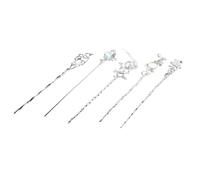 VICASKY 5pcs Alloy Hairpin Moonstone Decorative Star Hair Clip Chinese Hanfu Style Secure Hold Silver Metal Space Hair Accessories for Formal Events and Bridal Accessories Collections