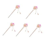 VICASKY 5pcs Antique Style Flower Hair Sticks with Cat Eye Gemstones Chinese Ethnic Chignon Hair Pin for Women Elegant Versatile