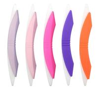 VICASKY 5pcs Assorted Color Curved Shaped Fingernail Files with Double-Ended Design Plastic Nail Buffer Block for Manicuring and Nail Trimming at Home